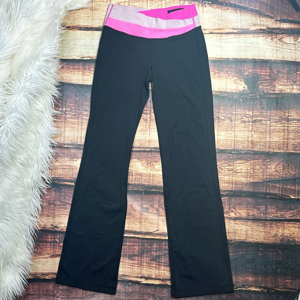 lululemon athletica Yoga Pants Black Pink Flared Leggings